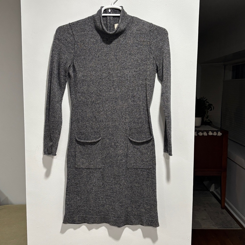 Gray Turtleneck Sweater Dress with pockets medium.